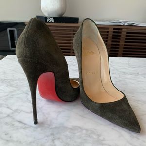 Christian Louboutin- So Kate 120 Green Suede Heels